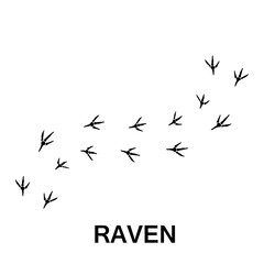 raven foot print, animal paw print vector trendy style on white background 