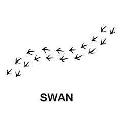 swan foot print, animal paw print illustration on white background 