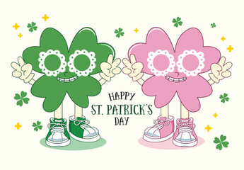 Couple clover charater cartoon vector