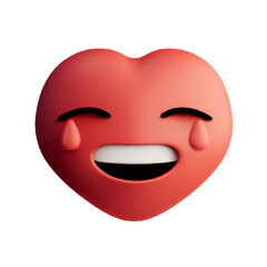  3D heart emoji crying with transparent background made with Generative AI