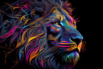 Colorful lion to print on t-shirt