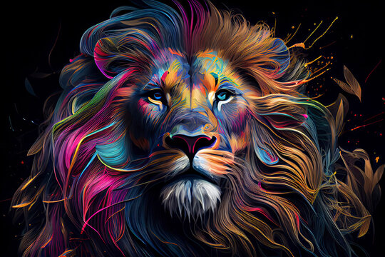 Fototapeta Colorful lion to print on t-shirt