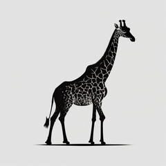 Naklejka premium giraffe, minimalist, monochrome, vectorized for logo, art illustration, Generative AI
