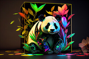 panda bear, colorful,