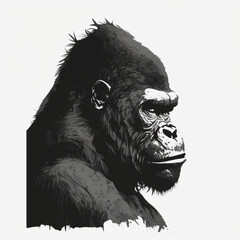 gorilla, minimalist, monochrome, vectorized for logo, art illustration, Generative AI