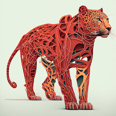 jaguar painted with minimalist lines, Generative AI