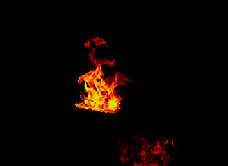 floating fire on black background