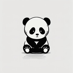 panda, minimalist, monochrome, vectorized for logo, art illustration, Generative AI