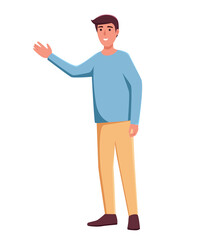 character man rising hands up