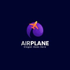 Naklejka premium Vector Logo Illustration Airplane Gradient Colorful Style.