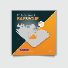 Barbecue  food restaurant business marketing social media post Flyer Design or web banner template cooking  with abstract background, food ordering,junk food,French fries and Soda.logo and icon. 