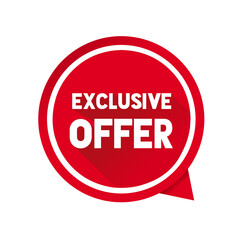 Exclusive offer banner speech bubble icon. Web element. Flat vector illustration.