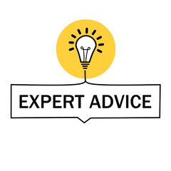 Expert advice. Advice with lightbulb icon design announce. Vector illustration