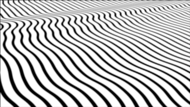 Animated line element black and white waves blur background