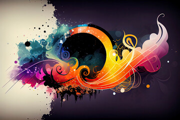 abstract colorful music background with, a colorful design in space, illustration with font art