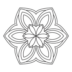 Elegant Easy Mandala Flora Design. Simple mandala page, intricate lines patterns wall art, invitations, branding,  designs, basic mandalas Coloring Book page, adults, seniors, beginners, drawing