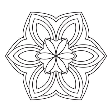 Elegant Easy Mandala Flora Design. Simple mandala page, intricate lines patterns wall art, invitations, branding,  designs, basic mandalas Coloring Book page, adults, seniors, beginners, drawing