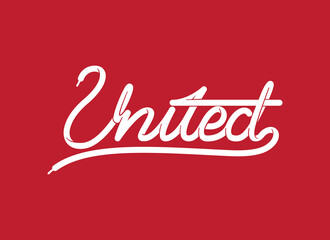 United letter shoelace calligraphy unique and creative on red background - obrazy, fototapety, plakaty