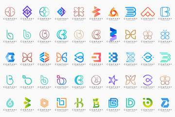 Naklejka premium abstract letter B logo icon set. design for business of luxury, elegant, simple.