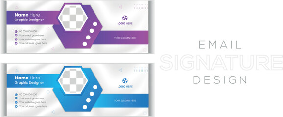 Corporate Business email signature vector template design Colorful, modern, and minimal format for author identity.