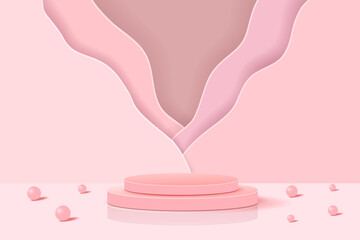 3d background products display podium scene with geometric platform stand to show cosmetic products. Stage showcase on pedestal display studio