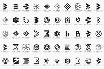 abstract letter B logo icon set. design for business of luxury, elegant, simple.