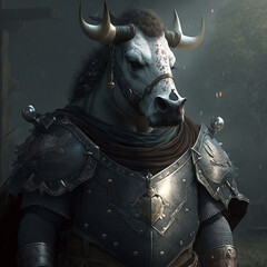 Bull knight in armor