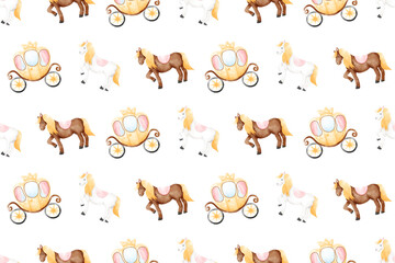 Cute Princess Castle Palace Pattern Background 