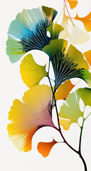 A Vibrant Display of Abstract Ginkgo Leaves - Generative AI