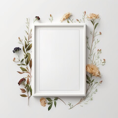 Vertical Photo Frame Mockup with Beautiful Floral, Flower - Generative AI