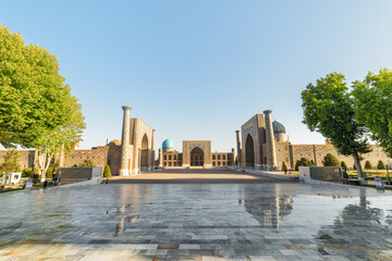 Awesome view of the Registan Square in Samarkand, Uzbekistan