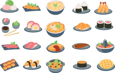 Simple Japanese Food Cute Illustration Set