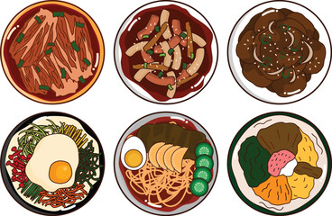 Simple Korean Food Cute Illustration Set