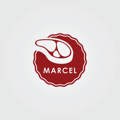 Marcel Meat Logo Design Template with meat icon. Perfect for business, company, mobile, app, restaurant, etc