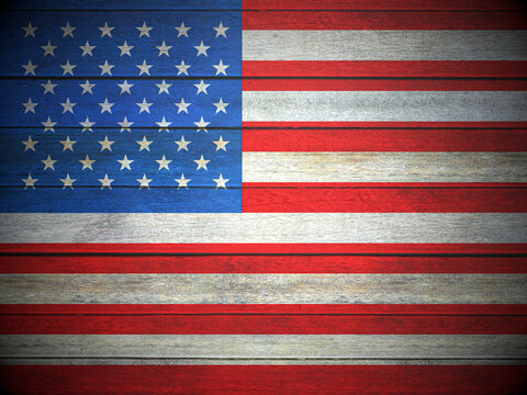 USA flag wooden planks