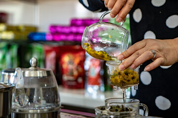 A tea ceremony at a tea plantation in the Maesalong Mountains in Chiang Rai