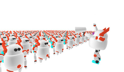 Robot kid, artificial intelligence  AI system is learning living things.in classroom robot kid ,concept technology ,3d illustration