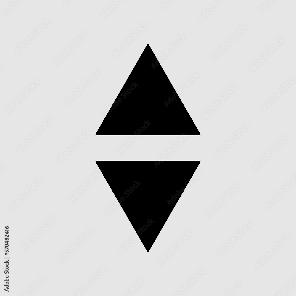 Poster up and down triangle arrow trendy style on gray background..eps