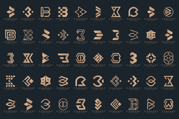 abstract letter B logo icon set. design for business of luxury, elegant, simple.