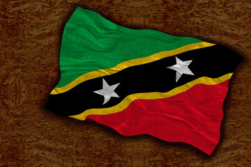 National flag of Saint Kitts and Nevis. Background  with flag of Saint Kitts and Nevis