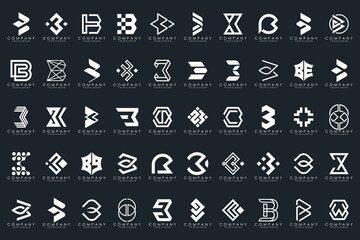 abstract letter B logo icon set. design for business of luxury, elegant, simple.