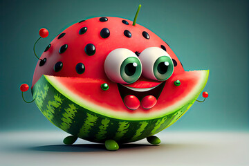Cute watermelon cartoon 3D character