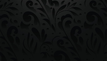 Fototapeta na wymiar indian lace embroidery dark black floral border for fashionable