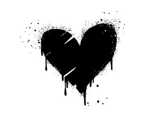 Spray painted graffiti heart sign in black over white. Love heart drip symbol.  isolated on white background. vector illustration © Receh Lancar Jaya