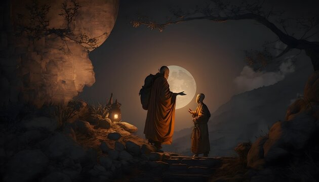 buddhist monk created using AI Generative Technology