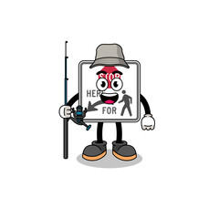 Mascot Illustration of stop here for pedestrians fisherman
