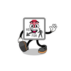 stop here for pedestrians cartoon walking