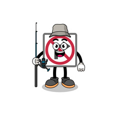 Fototapeta premium Mascot Illustration of no right turn road sign fisherman