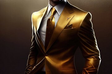 Man In A Gold Suit Dressed Well Generative AI