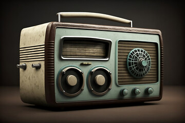 Fototapeta premium Old retro radio Realistic illustration of an old radio receiver of the last century generated by AI